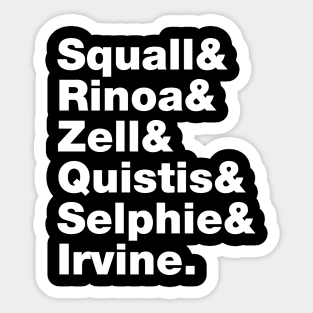 Final Fantasy 8 Characters (White Text) Sticker